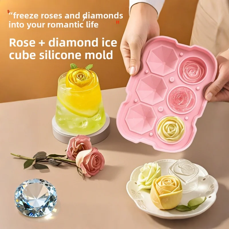 Food-Grade Silicone Rose & Diamond Ice Cube Tray, Heat-Resistant Thick Mold for Easy Release, Ideal for Ice, Chocolate, Jelly
Food-Grade Silicone Rose & Diamond Ice Cube Tray, Heat-Resistant Thick Mold for Easy Release, Ideal for Ice, Chocolate, Jelly