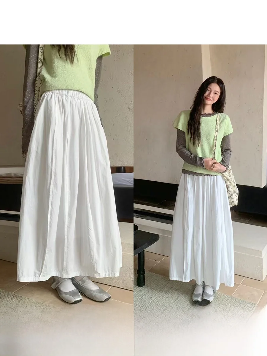 Linyunyun High Waist Straight Cut Skirt Pure Cotton White Simple Daily A-Line Long Skirt Comfortable Elastic Waist
Linyunyun High Waist Straight Cut Skirt Pure Cotton White Simple Daily A-Line Long Skirt Comfortable Elastic Waist