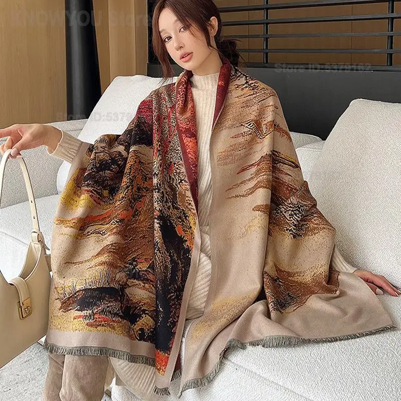 Women Luxury Floral Print Thick Warm Winter Cashmere Pashmina Blanket Wrap Shawl Elegant Foulard Scarf for Daily Party Outdoor
Women Luxury Floral Print Thick Warm Winter Cashmere Pashmina Blanket Wrap Shawl Elegant Foulard Scarf for Daily Party Outdoor