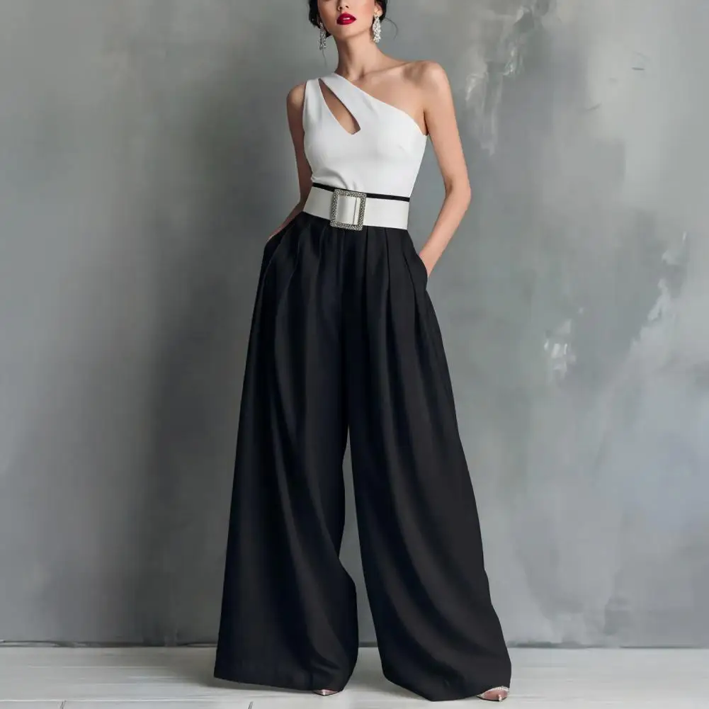 Stretchy Waist Women Pants High Waist Pure Color Oversized Wide Leg Trousers with Belt Pockets Pure Color Loose Business Pants
Stretchy Waist Women Pants High Waist Pure Color Oversized Wide Leg Trousers with Belt Pockets Pure Color Loose Business Pants