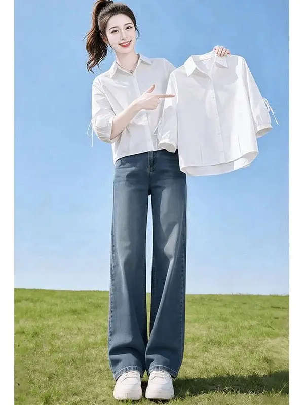 Elegant Pure Cotton Short Shirt Women's Fashion Loose Design Anti-Aging Top Casual Style Seven-Sleeve Flip-Collar Neckline
Elegant Pure Cotton Short Shirt Women's Fashion Loose Design Anti-Aging Top Casual Style Seven-Sleeve Flip-Collar Neckline
