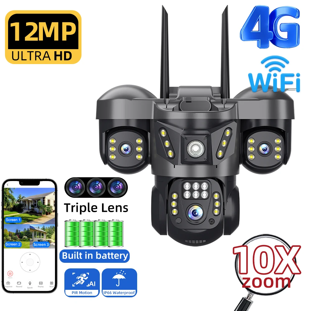 6K 15MP Triple Lens WiFi IP Camera Night Vision Ai Human Detect PTZ Outdoor Video Camara Wireless V380 CCTV Security Protection
6K 15MP Triple Lens WiFi IP Camera Night Vision Ai Human Detect PTZ Outdoor Video Camara Wireless V380 CCTV Security Protection