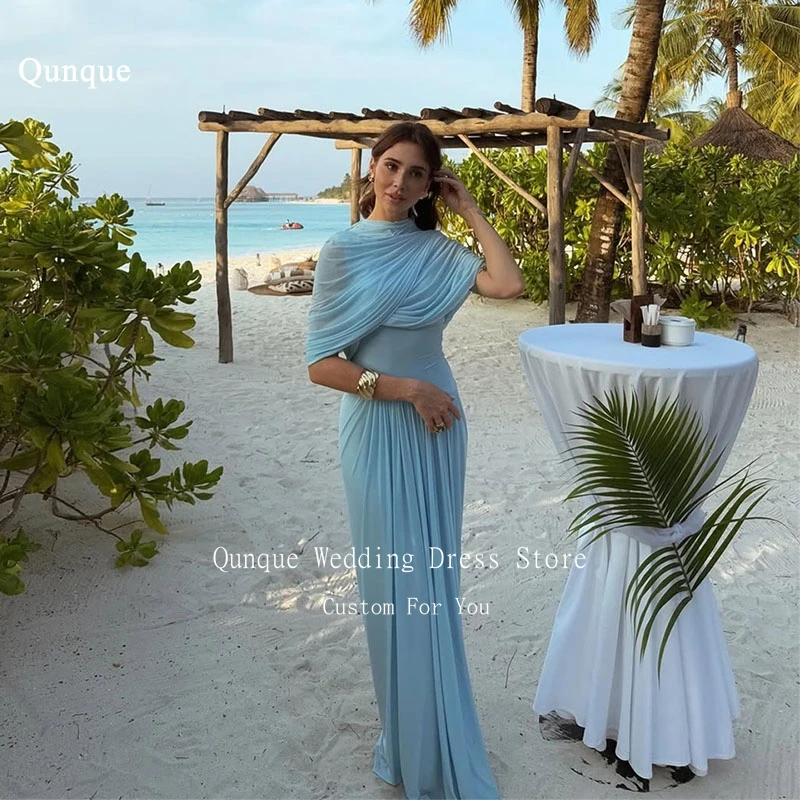 Qunque Romantic Beach Evening Dress Cocktail Dresses Sky Blue Chiffon Pleated Long Women Vestido De Gala Noche Mujer Customized
Qunque Romantic Beach Evening Dress Cocktail Dresses Sky Blue Chiffon Pleated Long Women Vestido De Gala Noche Mujer Customized