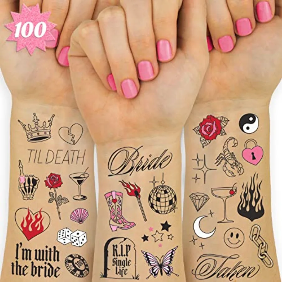 Realistic Bachelorette Temporary Tattoos - 100 Foil Styles Bachelorette Party Decoration, Bridesmaid Favor, Bride to Be Gift +
Realistic Bachelorette Temporary Tattoos - 100 Foil Styles Bachelorette Party Decoration, Bridesmaid Favor, Bride to Be Gift +