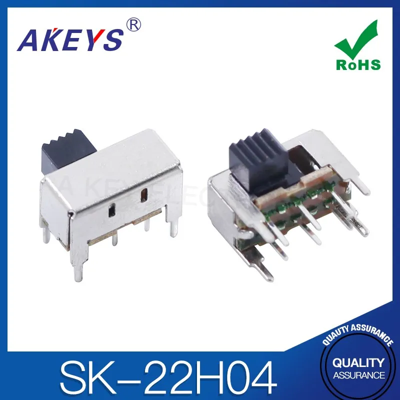 SK-22H04 2P2T Double pole double throw handle heights can be customized slide switch side insert 6 pin with 4 fixed pin
SK-22H04 2P2T Double pole double throw handle heights can be customized slide switch side insert 6 pin with 4 fixed pin