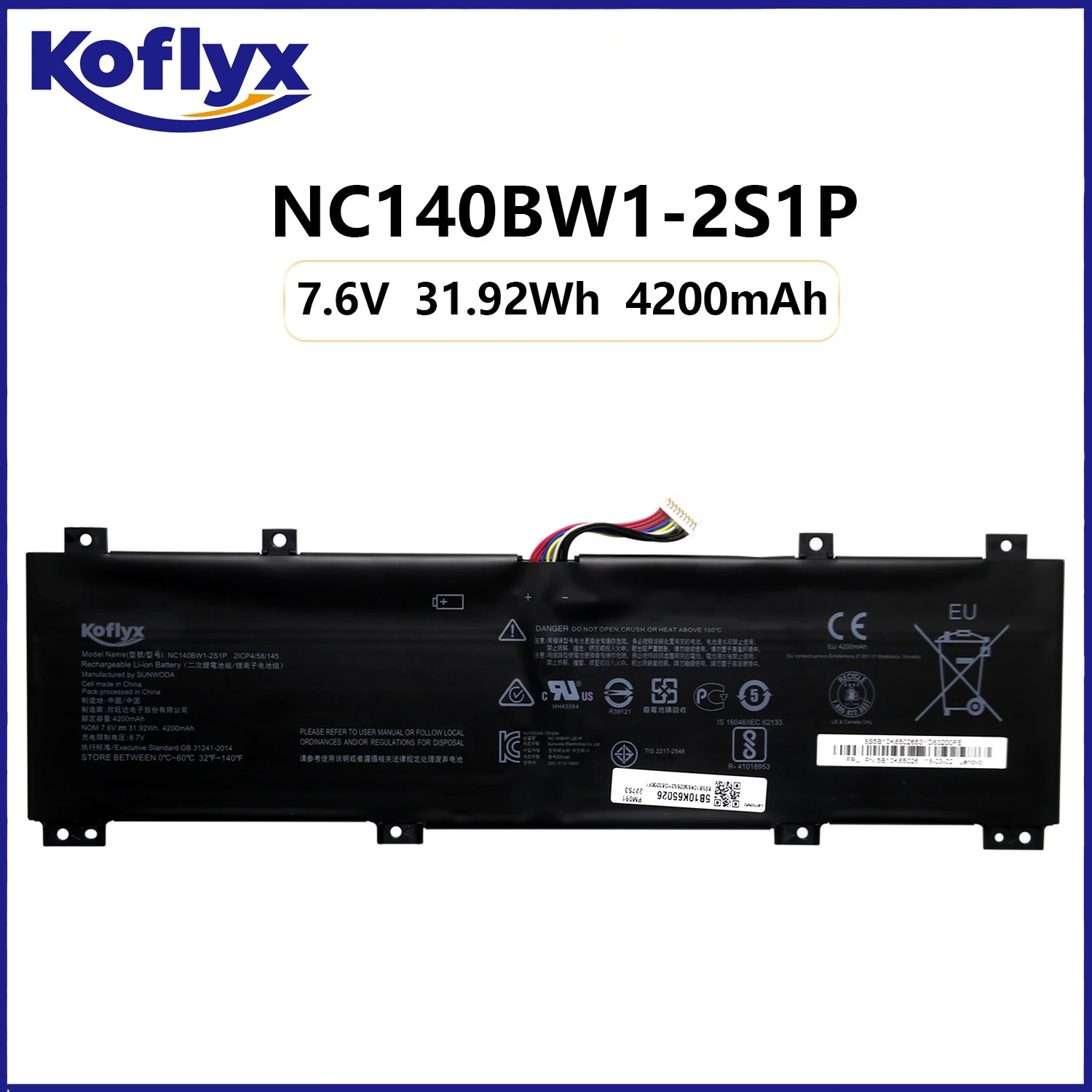 Koflyx new laptop battery for Lenovo IdeaPad 100S-14IBR IdeaPad 100S-14NTH NC140BW1-2S1P
Koflyx new laptop battery for Lenovo IdeaPad 100S-14IBR IdeaPad 100S-14NTH NC140BW1-2S1P