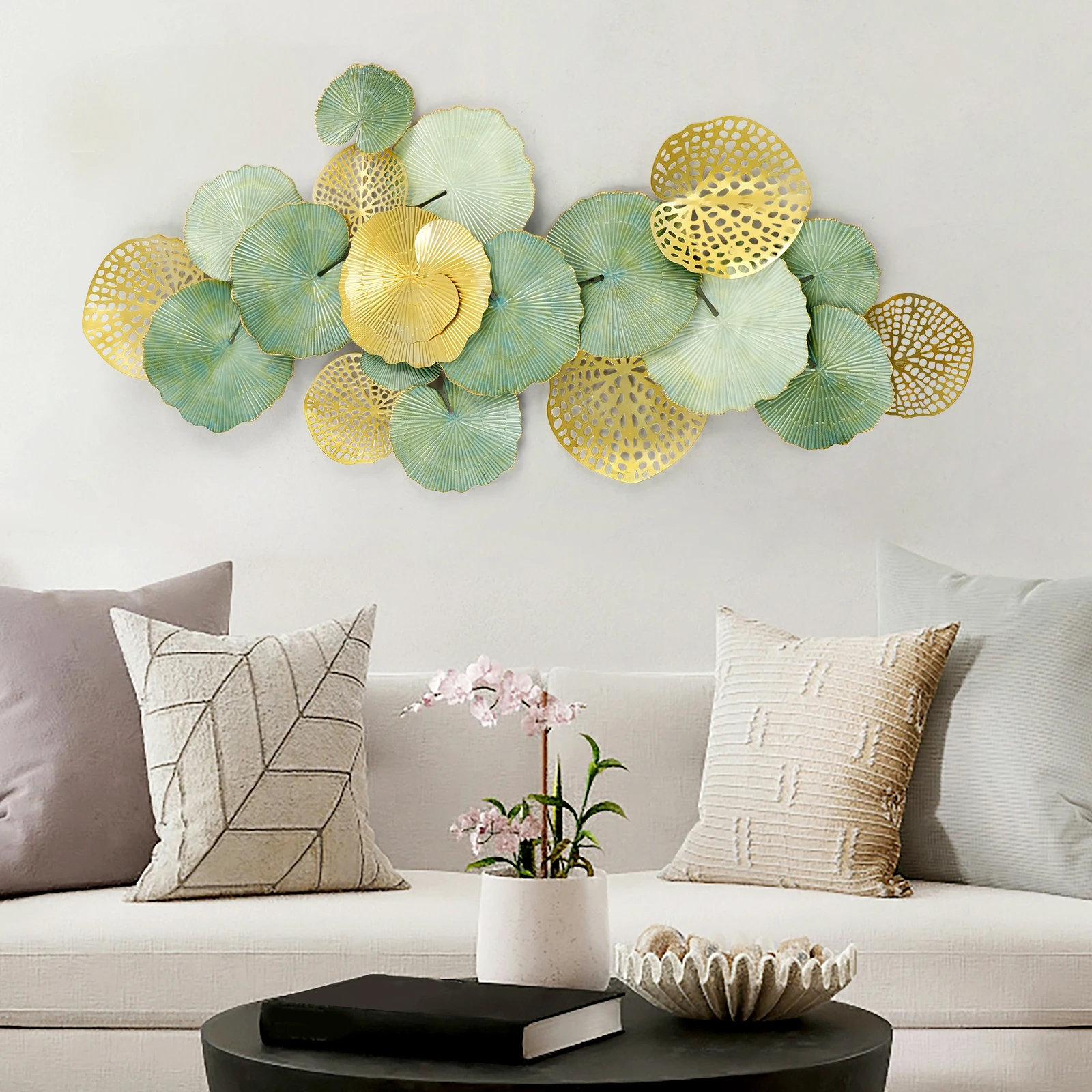 Gold & Green Iron Wall Decorations, Metal Wall Art Decor, Large Lotus Leaves Decoration, Hanging Ornament for Living Room
Gold & Green Iron Wall Decorations, Metal Wall Art Decor, Large Lotus Leaves Decoration, Hanging Ornament for Living Room