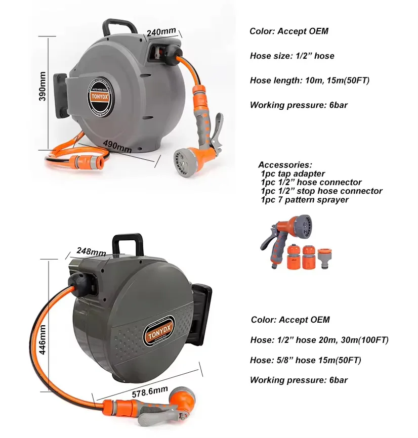 NEOTEC Hot Selling 30M 1/2 Water Hose Reel Automatic Retractable Hose Reel Set Watering Garden Hose Pipe Reel
NEOTEC Hot Selling 30M 1/2 Water Hose Reel Automatic Retractable Hose Reel Set Watering Garden Hose Pipe Reel
