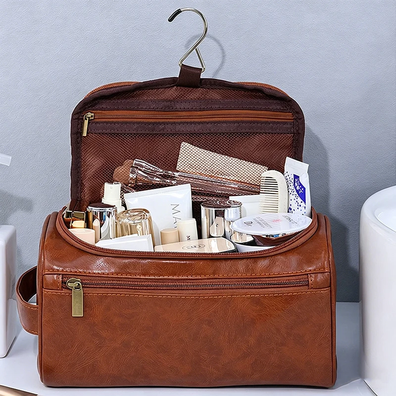 Leather Hanging Toiletry Bag for Men & Women - Large Dopp Kit Travel Cosmetic Organizer for Traveling
Leather Hanging Toiletry Bag for Men & Women - Large Dopp Kit Travel Cosmetic Organizer for Traveling