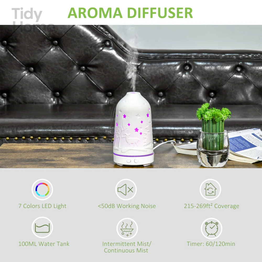 Ultrasonic Aromatherapy Diffuser, Essential Oils Humidifier with Ceramic Cover, LED Lights, Waterless Auto-off for Home /Office
Ultrasonic Aromatherapy Diffuser, Essential Oils Humidifier with Ceramic Cover, LED Lights, Waterless Auto-off for Home /Office