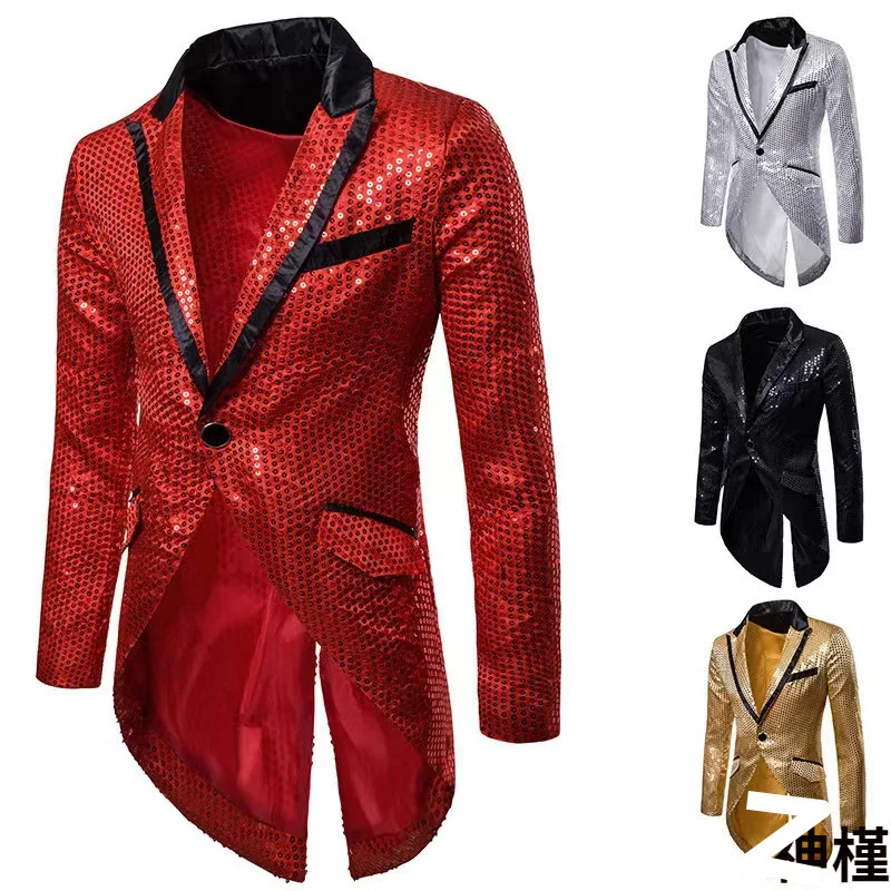 Men's Fashionable Tuxedo Suit Sparkling Performance Host Evening Gown Tailcoat Trendy Lapel Suit Youth Casual Spring Season
Men's Fashionable Tuxedo Suit Sparkling Performance Host Evening Gown Tailcoat Trendy Lapel Suit Youth Casual Spring Season