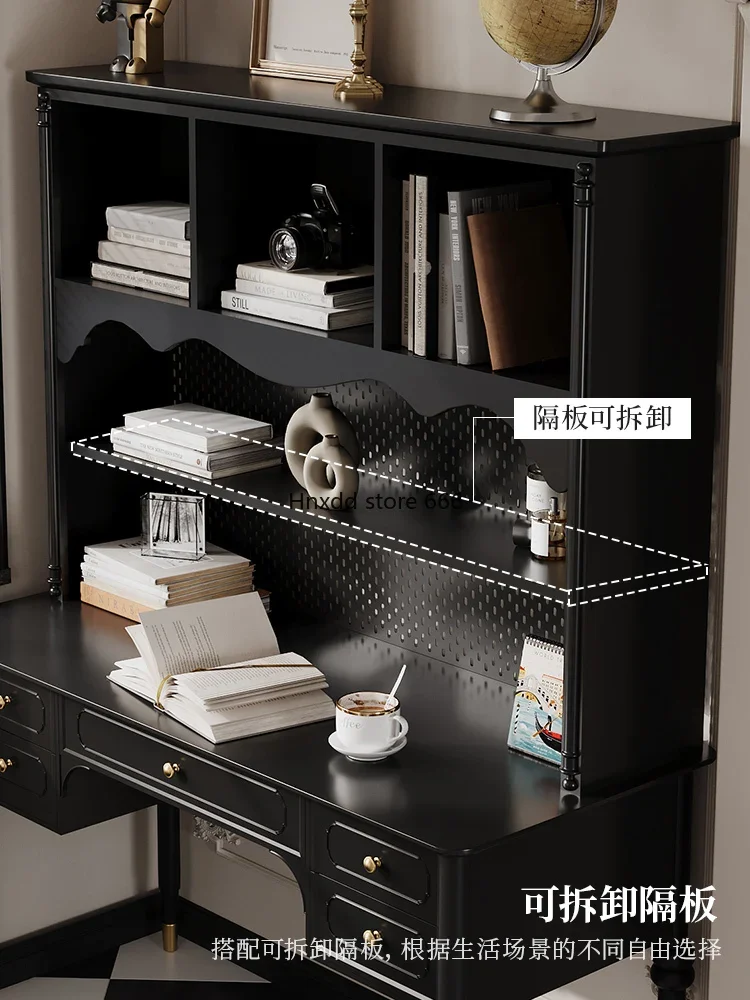 Medieval style master bedroom multi-functional storage American black makeup table desk
Medieval style master bedroom multi-functional storage American black makeup table desk