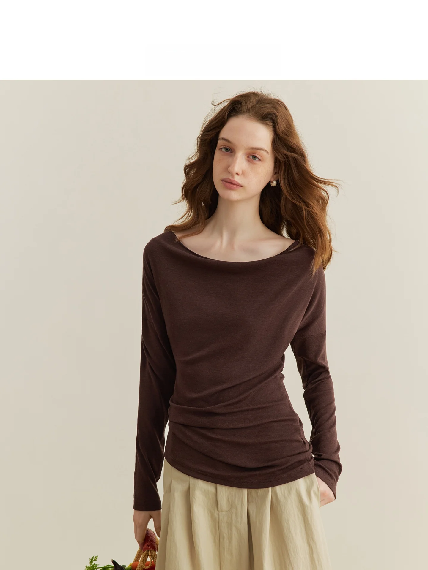 AEL Original Silk Wool T-irt Women's Spring New Waist-Cinching Long Sve One-oulder Base irt American Sle Slim Fit
AEL Original Silk Wool T-irt Women's Spring New Waist-Cinching Long Sve One-oulder Base irt American Sle Slim Fit