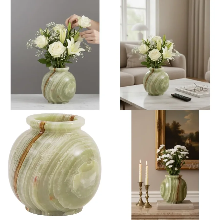 Marble Flower Vase 5 Inch Handmade Onyx Small Decorative Vase for Flowers, Pampas Grass, and Table Centerpieces, Modern Bud Vas
Marble Flower Vase 5 Inch Handmade Onyx Small Decorative Vase for Flowers, Pampas Grass, and Table Centerpieces, Modern Bud Vas