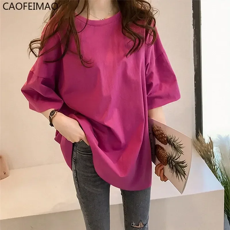 Caofeimao100% Cotton T Shirt Women 2025 Summer New Oversized Solid Tees Casual Basic Loose Tshirt Chic O Neck Female Tops
Caofeimao100% Cotton T Shirt Women 2025 Summer New Oversized Solid Tees Casual Basic Loose Tshirt Chic O Neck Female Tops