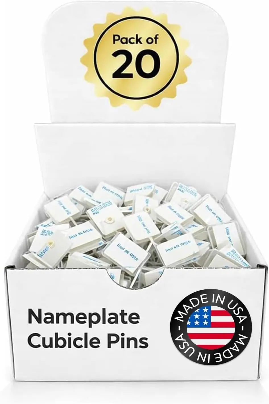 Fabric/Cubicle Pins for Nameplate Holders, 20 Pack - .75" x 1", Reusable Partition Pins, Secure Signs and Decor Without Damage
Fabric/Cubicle Pins for Nameplate Holders, 20 Pack - .75" x 1", Reusable Partition Pins, Secure Signs and Decor Without Damage