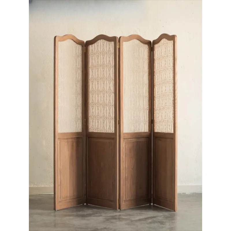 retro wooden screen, hollow cotton and linen curtain, living room partition fence, mobile folding screen
retro wooden screen, hollow cotton and linen curtain, living room partition fence, mobile folding screen