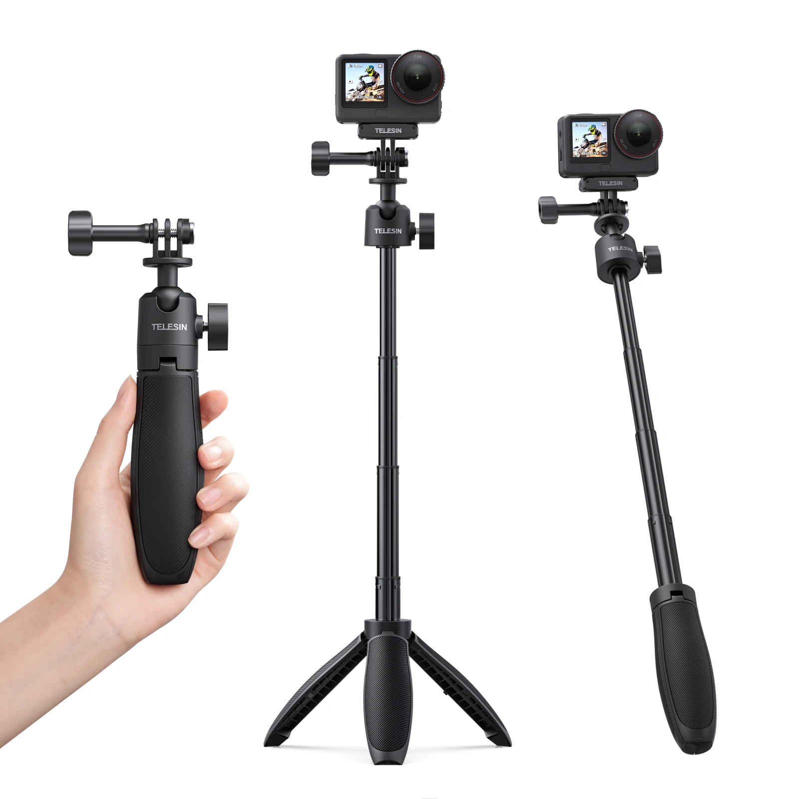 TELESIN360° Rotation Ball Head Mini Selfie Stick Tripod 3.0 Compatible with GoProHero DJI OSMO Insta360 Action Cameras Hand Grip
TELESIN360° Rotation Ball Head Mini Selfie Stick Tripod 3.0 Compatible with GoProHero DJI OSMO Insta360 Action Cameras Hand Grip