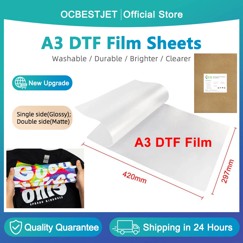 100Sheets A3 75u PET Transfer Film Direct Transfer Film Printing For DTF Ink Printing PET Film Printing And Transfer DTF Film
100Sheets A3 75u PET Transfer Film Direct Transfer Film Printing For DTF Ink Printing PET Film Printing And Transfer DTF Film