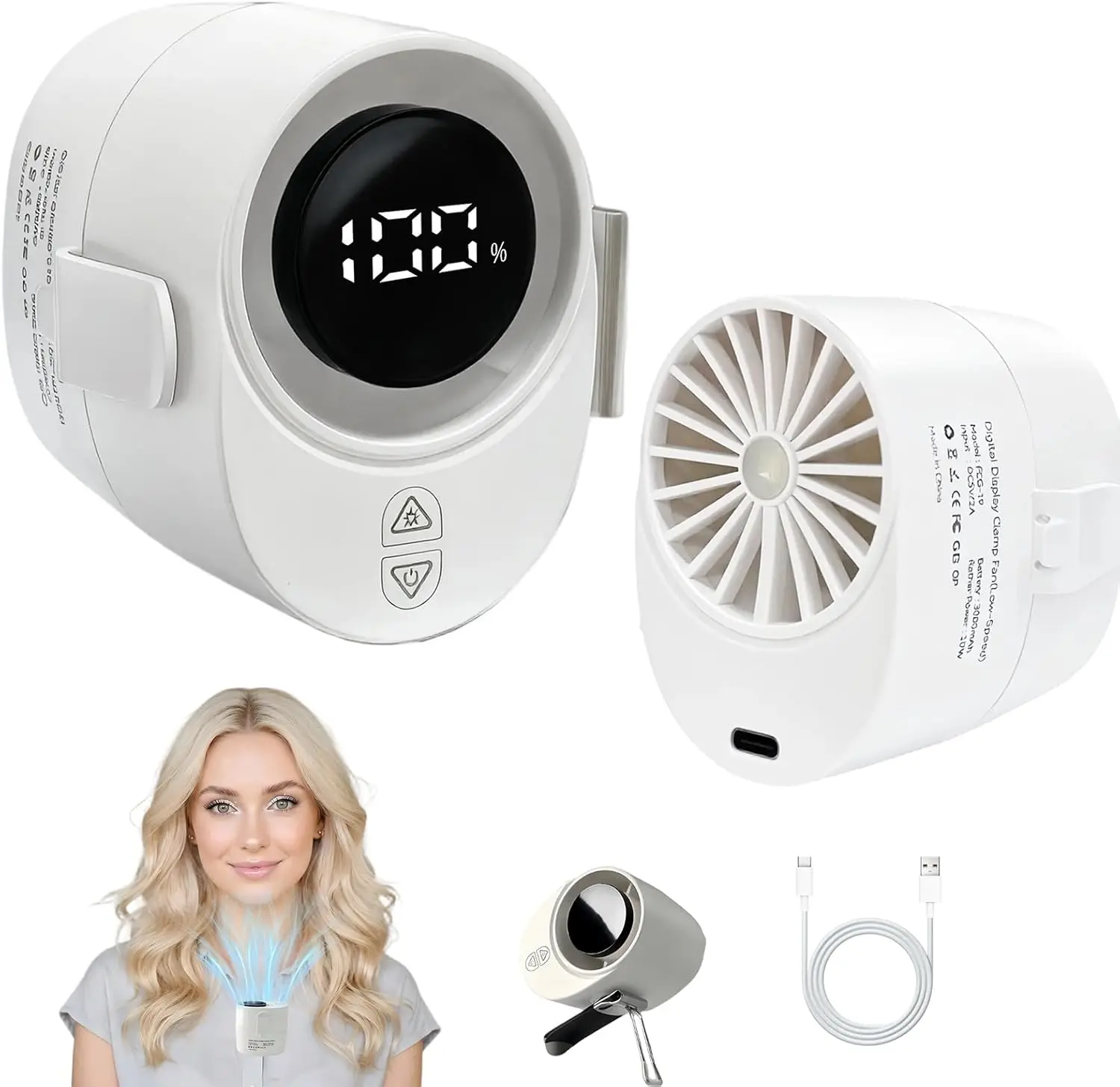 Wearable Clip on Fan for Shirt & Waist, 20H Battery, LED Display, 6 Speeds, Lightweight, for Commute Office Travel
Wearable Clip on Fan for Shirt & Waist, 20H Battery, LED Display, 6 Speeds, Lightweight, for Commute Office Travel