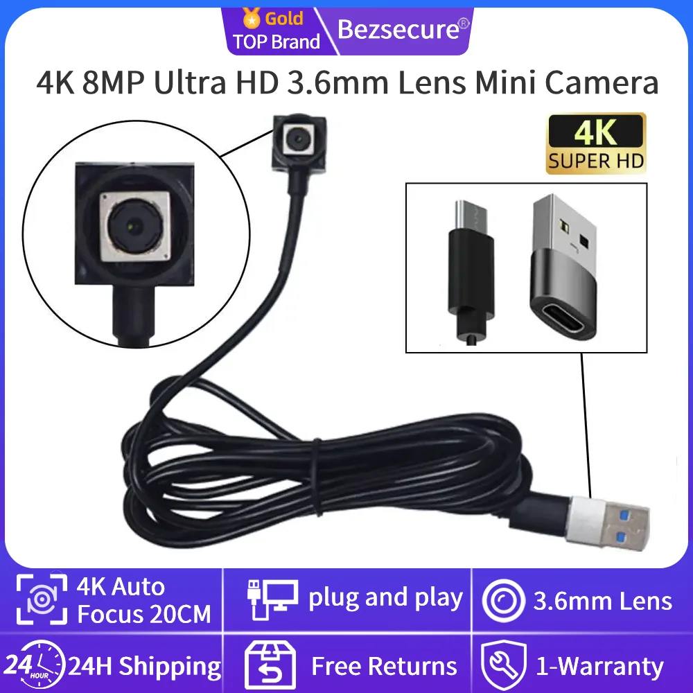 4K Ultra HD 3.6mm Lens Mini Camera 8MP with Auto Focus 20CM 15FPS High Speed USB Module Camcorder for PC Android Mobile Phone
4K Ultra HD 3.6mm Lens Mini Camera 8MP with Auto Focus 20CM 15FPS High Speed USB Module Camcorder for PC Android Mobile Phone