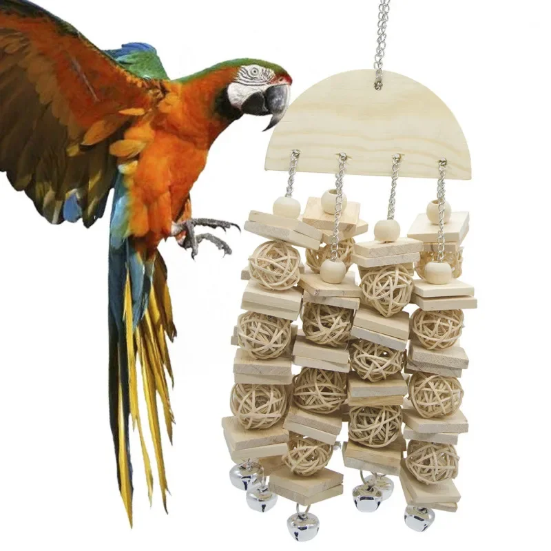1PCS Large bird Toys Large and Medium-sized Parrots Toys Log Color Rattan Ball Wood Beads 4 Hanging Blocks Nibble String
1PCS Large bird Toys Large and Medium-sized Parrots Toys Log Color Rattan Ball Wood Beads 4 Hanging Blocks Nibble String