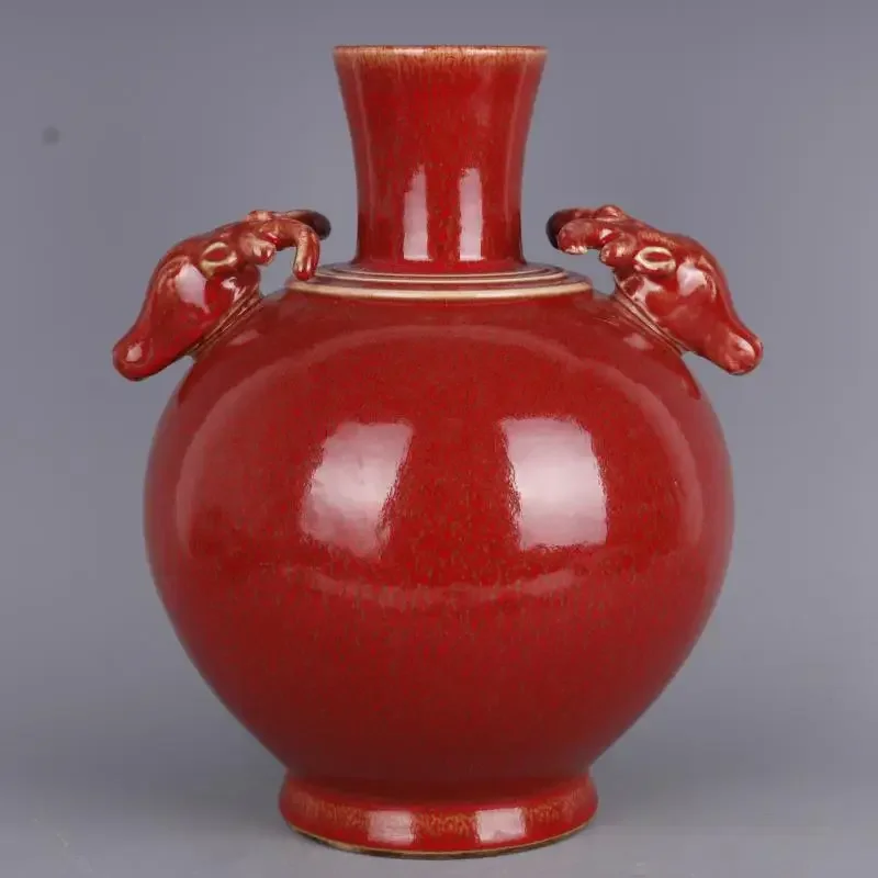 Qing Kangxi Kiln-Changed Red Flower Glaze Deer Head Vase Flower Vase Antique Porcelain Home Chinese Style Ornaments Antiques
Qing Kangxi Kiln-Changed Red Flower Glaze Deer Head Vase Flower Vase Antique Porcelain Home Chinese Style Ornaments Antiques