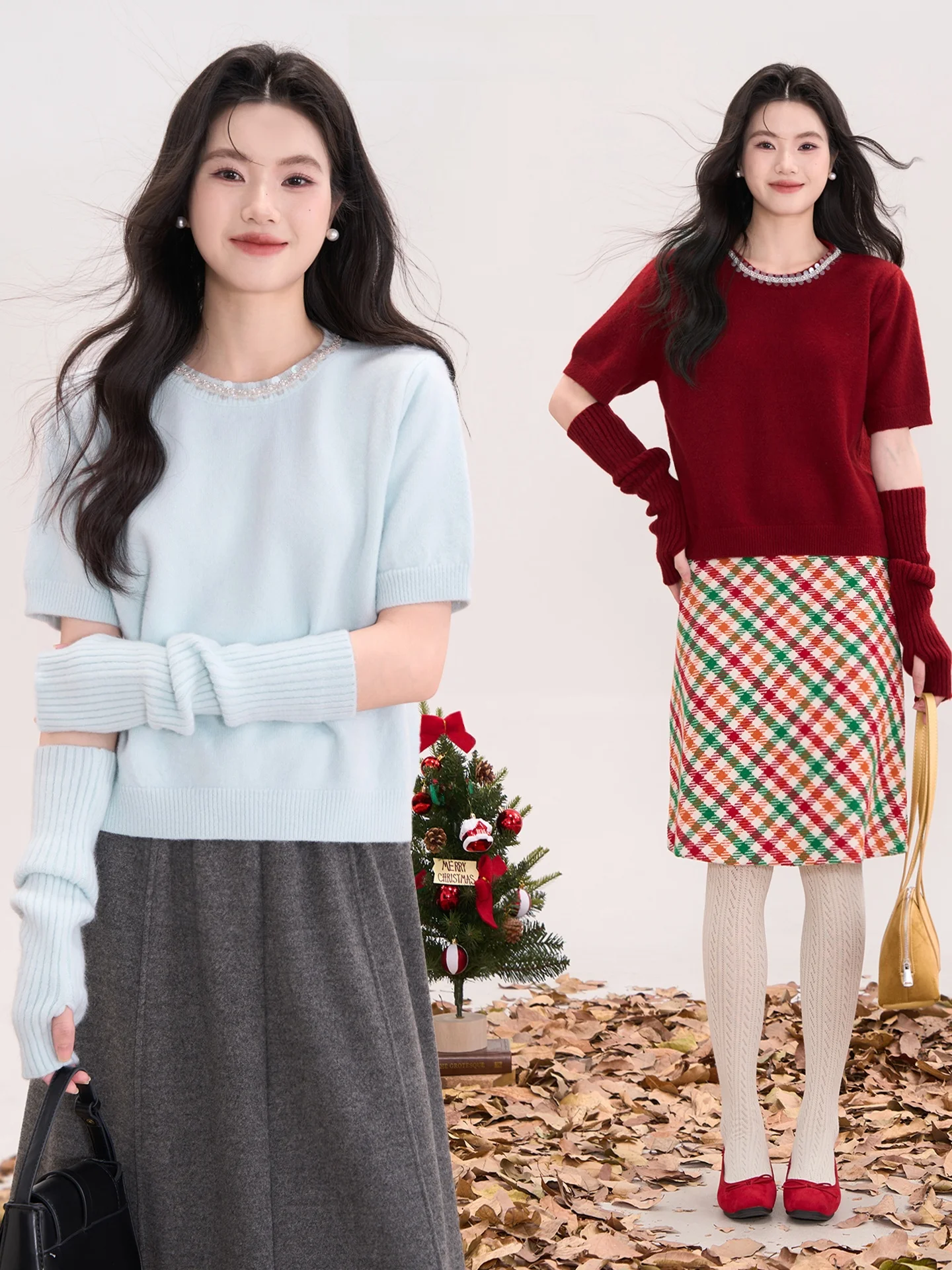 Elegant round Neck Short Sleeve Sweater Winter Atmosphere New Year Women's Top Floral Field Window Heme Soft Warm Casual Wear
Elegant round Neck Short Sleeve Sweater Winter Atmosphere New Year Women's Top Floral Field Window Heme Soft Warm Casual Wear