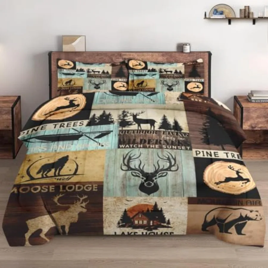 Size Comforter Set with 2 Pillowcases 3 Pcs Bedding for and Adults Bear Wolf Tree Woodboard Soft Comforter Set for Bedroom Bed
Size Comforter Set with 2 Pillowcases 3 Pcs Bedding for and Adults Bear Wolf Tree Woodboard Soft Comforter Set for Bedroom Bed