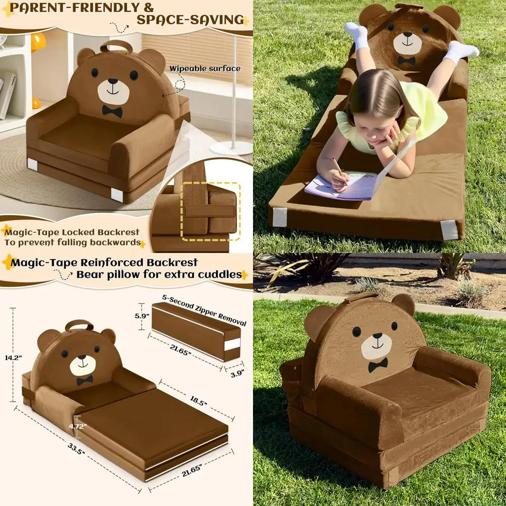 Toddler Sofa with Washable Cover and Magic-Tape Backrest - Cozy Velvet Chair for Play and Naps, Travel-Friendly (Brown, Bear Pat
Toddler Sofa with Washable Cover and Magic-Tape Backrest - Cozy Velvet Chair for Play and Naps, Travel-Friendly (Brown, Bear Pat