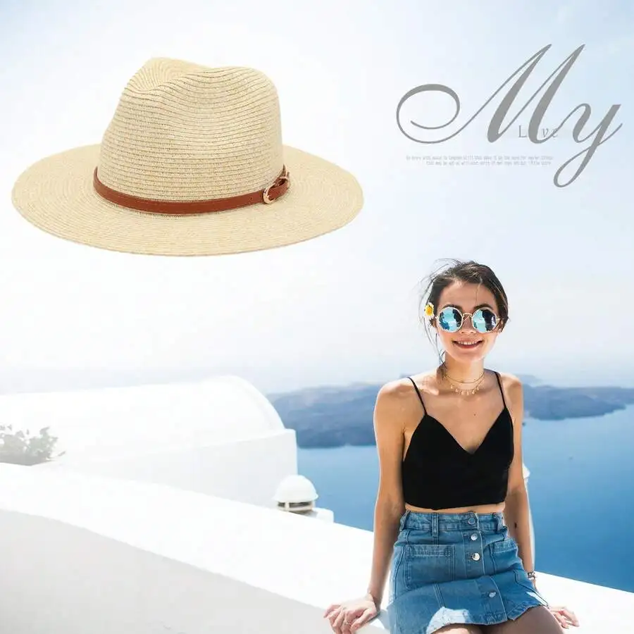 Womens Panama Straw Hat With Removable Strap For Beach Sun Protection
Womens Panama Straw Hat With Removable Strap For Beach Sun Protection