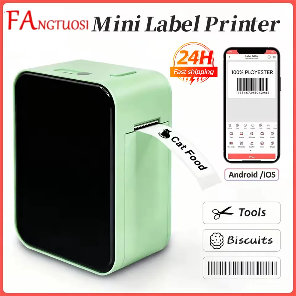 FANGTUOSI Mini Label Printer Portable Thermal Bluetooth Adhesive Paper Printer Stickers Maker Inkless Tag Labeling Machine
FANGTUOSI Mini Label Printer Portable Thermal Bluetooth Adhesive Paper Printer Stickers Maker Inkless Tag Labeling Machine
