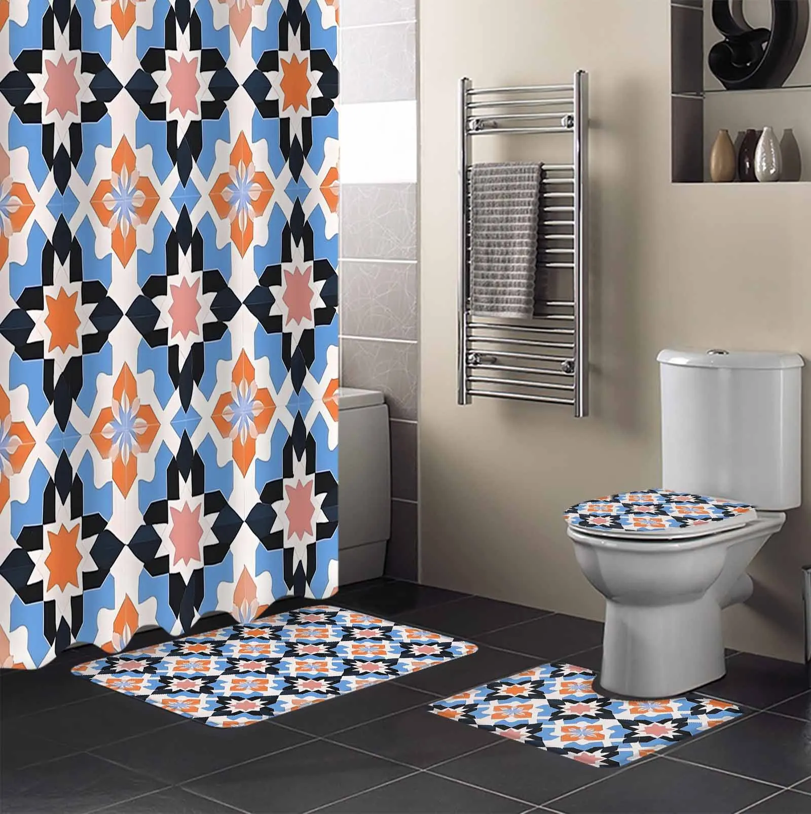 Retro National Floral Patterned Shower Curtain Set Non-Slip Rugs Bath Mat Toilet Lid Cover Waterproof Polyester Bathroom Curtain
Retro National Floral Patterned Shower Curtain Set Non-Slip Rugs Bath Mat Toilet Lid Cover Waterproof Polyester Bathroom Curtain