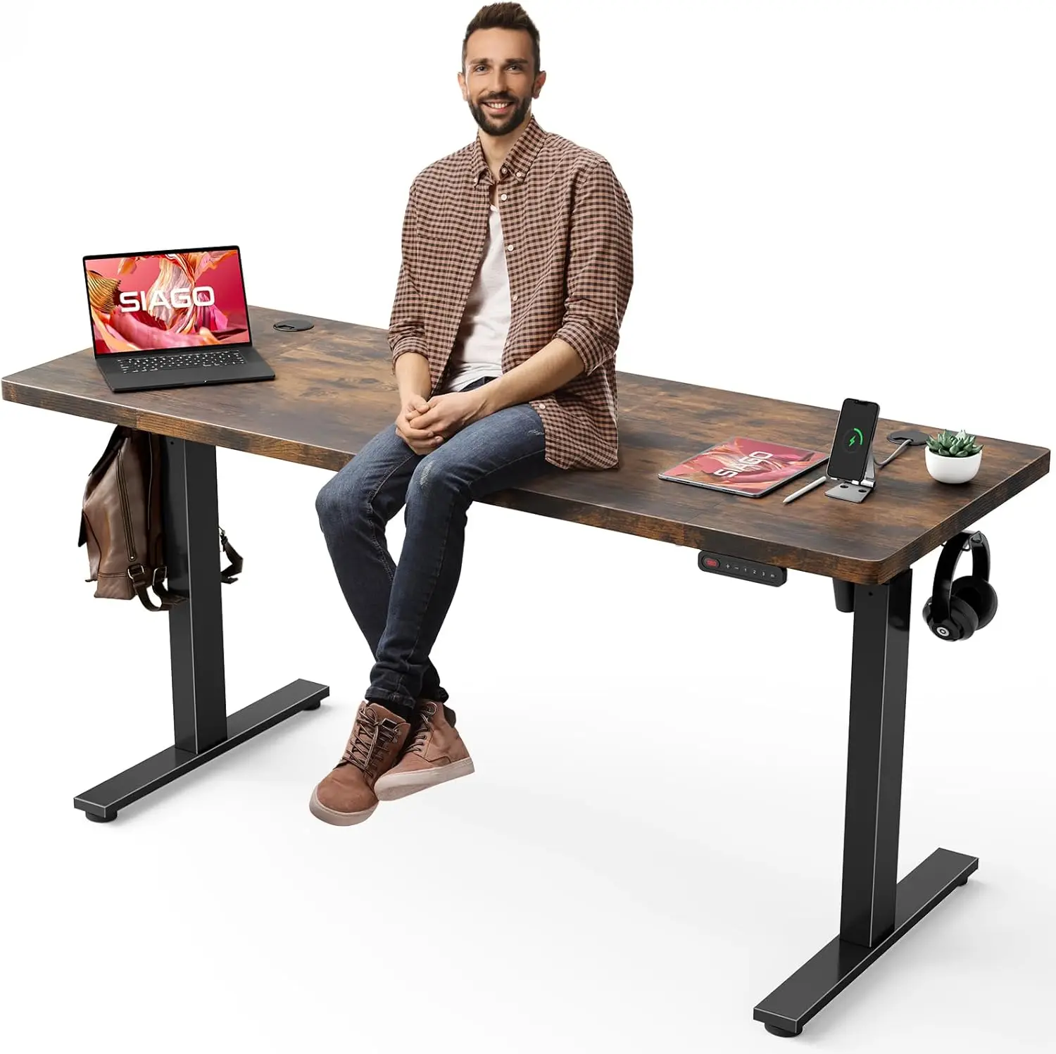 Electric Standing Desk Adjustable - 63 x 24 Inch Sit Stand up Desk with Cable Management - 3 Memory Preset Adjustable Height
Electric Standing Desk Adjustable - 63 x 24 Inch Sit Stand up Desk with Cable Management - 3 Memory Preset Adjustable Height