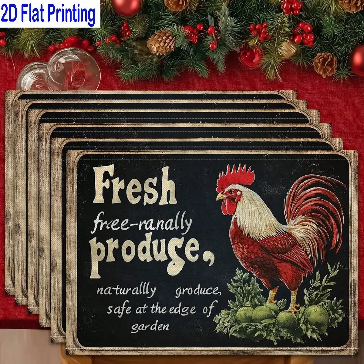 4PCs 2D Flat Printed Vintage Rooster Farm Fresh Table Mats, Placemats, Heat-Resistant Kitchen Table Mats, Home Restaurant Table Mats, Outdoor Picnic Table Cloth Mats, Etc
4PCs 2D Flat Printed Vintage Rooster Farm Fresh Table Mats, Placemats, Heat-Resistant Kitchen Table Mats, Home Restaurant Table Mats, Outdoor Picnic Table Cloth Mats, Etc
