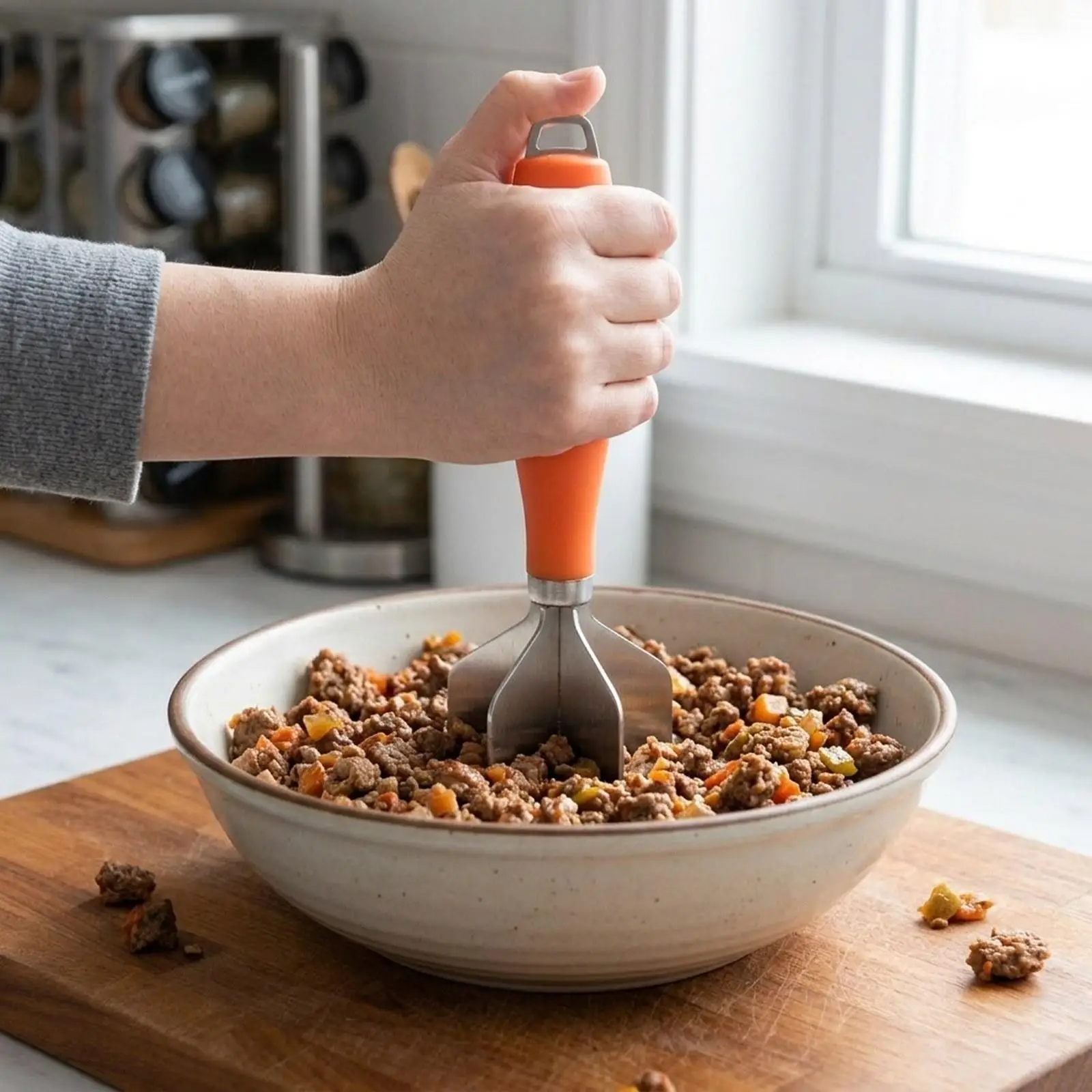 Potato Masher, Ground Beef Chopper Tool, Meat Chopper , Meat Pounder for Potatoes Beef
Potato Masher, Ground Beef Chopper Tool, Meat Chopper , Meat Pounder for Potatoes Beef