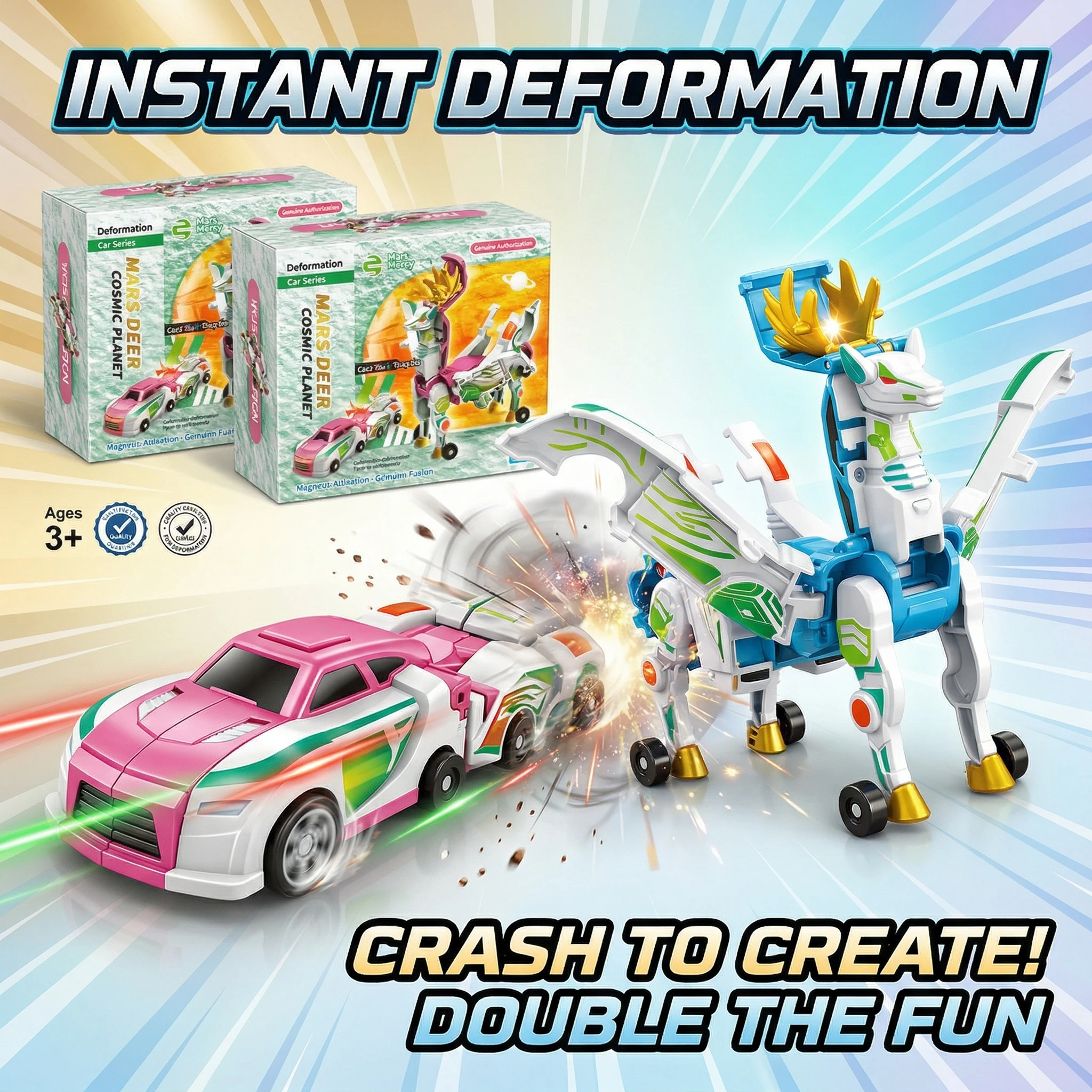 2-in-1 Magnetic Car Toy Collision-Transforming Flying Deer Blue/Pink Fun New
2-in-1 Magnetic Car Toy Collision-Transforming Flying Deer Blue/Pink Fun New