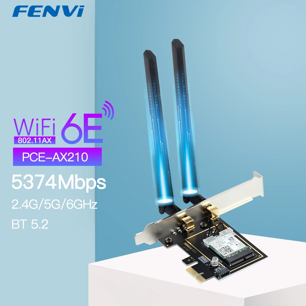 FENVI WiFi 6E For Intel AX210 PCIE Wireless WiFi Adapter 2.4G/5G/6G 5374M Bluetooth 5.3 802.11AX Network Wi-Fi Card PC Win10/11
FENVI WiFi 6E For Intel AX210 PCIE Wireless WiFi Adapter 2.4G/5G/6G 5374M Bluetooth 5.3 802.11AX Network Wi-Fi Card PC Win10/11