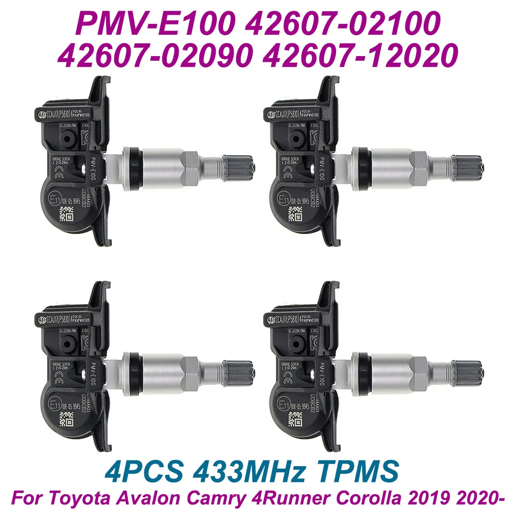4 шт. датчик TPMS для автомобильных шин для Toyota Avalon Camry 4Runner Corolla PMV-E100 42607-02100 42607-02090 42607-12020 433 МГц 2019 2020
4 шт. датчик TPMS для автомобильных шин для Toyota Avalon Camry 4Runner Corolla PMV-E100 42607-02100 42607-02090 42607-12020 433 МГц 2019 2020