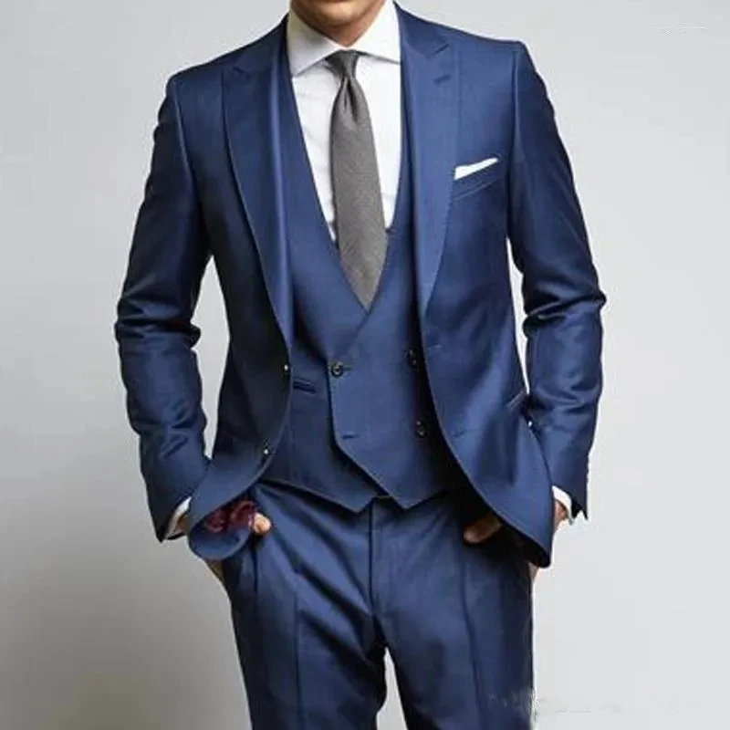 Elegant Men's Suits Blazer Blue Single Breasted Peak Lapel Formal Wedding 3 Piece Jacket Pants Vest Slim Fit Full Set Terno2024
Elegant Men's Suits Blazer Blue Single Breasted Peak Lapel Formal Wedding 3 Piece Jacket Pants Vest Slim Fit Full Set Terno2024