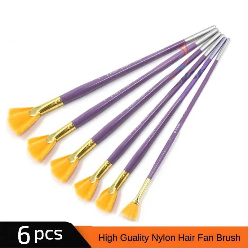 6 Pcs/set High Quality Yellow Nylon Hair Fan-shaped Purple Long Birch Rod Oil Painting Pen Acrylic Artist's Professional Brush
6 Pcs/set High Quality Yellow Nylon Hair Fan-shaped Purple Long Birch Rod Oil Painting Pen Acrylic Artist's Professional Brush