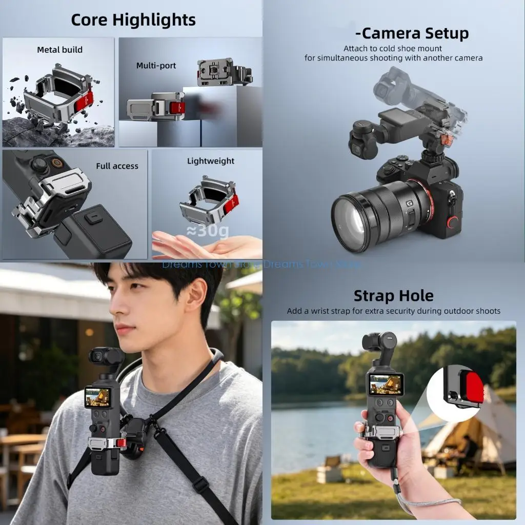 HX6A Shockproof Aluminum Quick Release Bracket For Pocket 3 4 With Full Open Design And Protective Padding
HX6A Shockproof Aluminum Quick Release Bracket For Pocket 3 4 With Full Open Design And Protective Padding