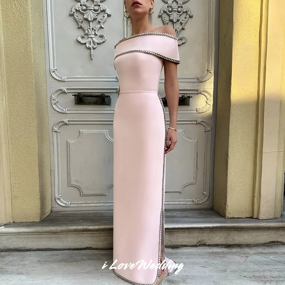Pink Off The Shoulder Evening Dresses 2025 Satin Backless Sheath Prom Party Dresses Sweep Train Wedding Party Dress Customized
Pink Off The Shoulder Evening Dresses 2025 Satin Backless Sheath Prom Party Dresses Sweep Train Wedding Party Dress Customized