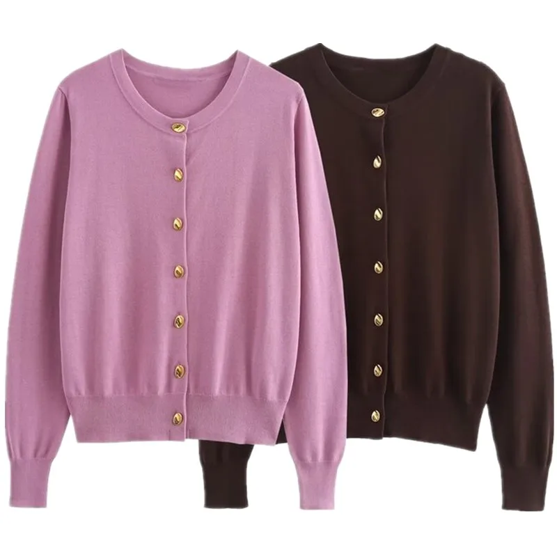 2024 Autumn New Women's Simple Gold Button Decorated Long Sve Flat Needle Coat Sweet Sle round Ne A-Line Knitted Sweater
2024 Autumn New Women's Simple Gold Button Decorated Long Sve Flat Needle Coat Sweet Sle round Ne A-Line Knitted Sweater