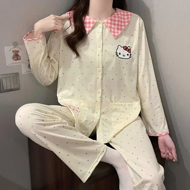 2025 new sweet Hello Kitty women's loungewear pure cotton two-piece long-sleeved trousers cartoon Hello Kitty casual pajamas
2025 new sweet Hello Kitty women's loungewear pure cotton two-piece long-sleeved trousers cartoon Hello Kitty casual pajamas