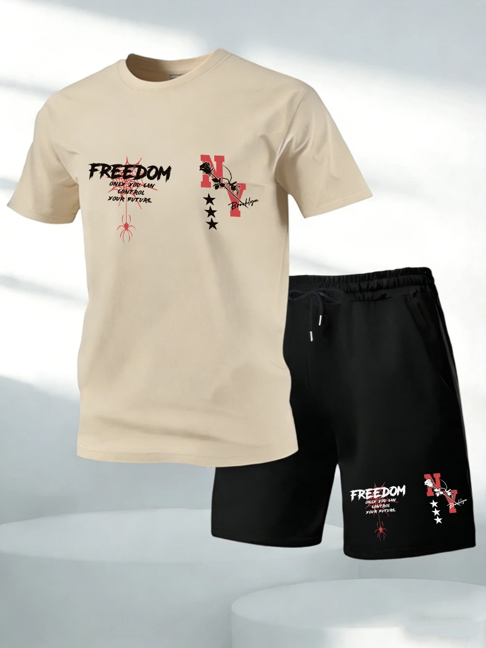Two Pieces Set Freedom New York Printing Cotton Tops Shorts Mens Oversized Soft O-Neck T-Shirts Pocket High Waisted Male Pants
Two Pieces Set Freedom New York Printing Cotton Tops Shorts Mens Oversized Soft O-Neck T-Shirts Pocket High Waisted Male Pants