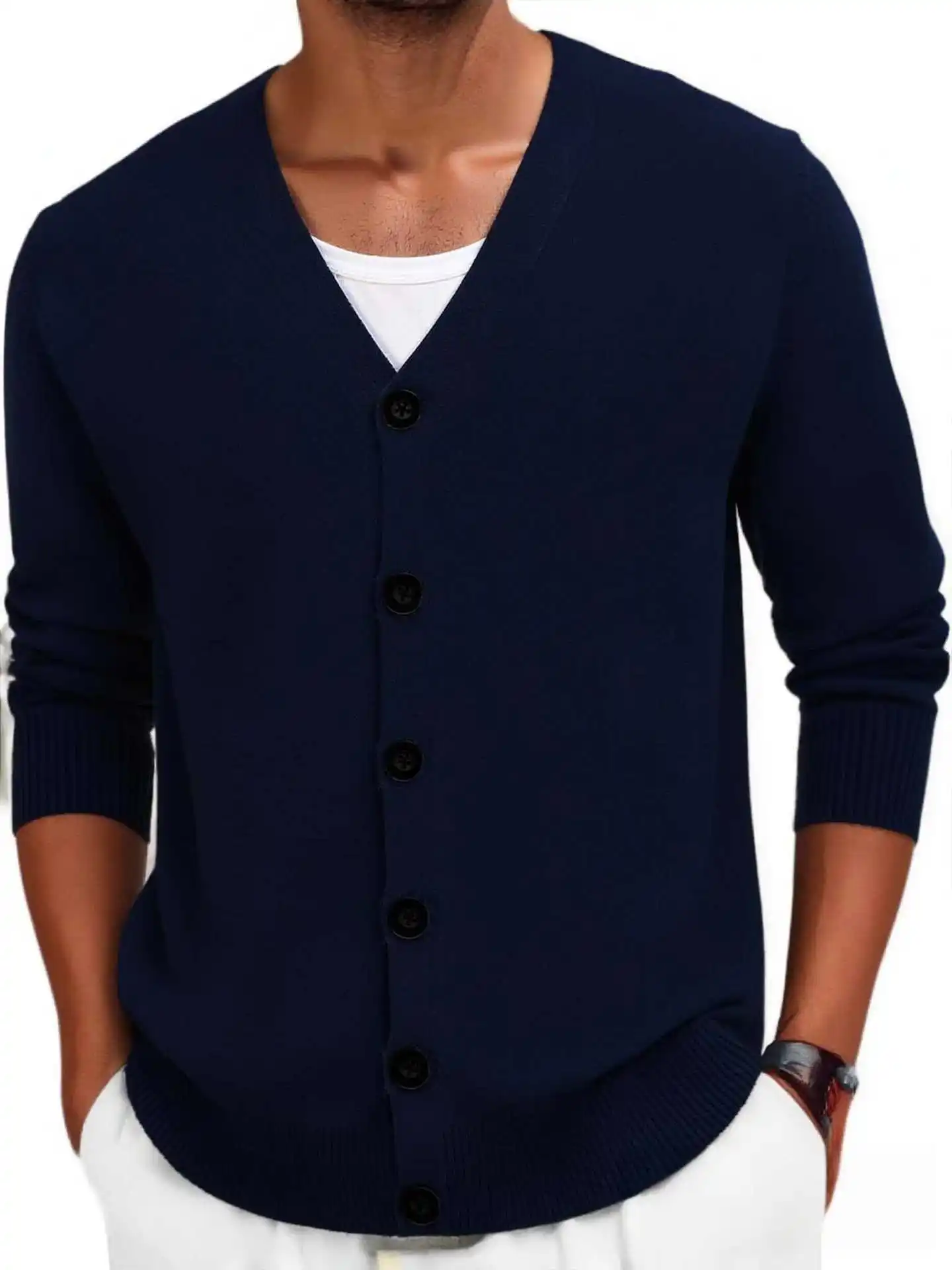 Мужской кардиган 2026: Новинка весны, корейский стиль, свободный крой, стильный вязаный свитер с V-образным вырезом, универсальная тонкая куртка
Мужской кардиган 2026: Новинка весны, корейский стиль, свободный крой, стильный вязаный свитер с V-образным вырезом, универсальная тонкая куртка