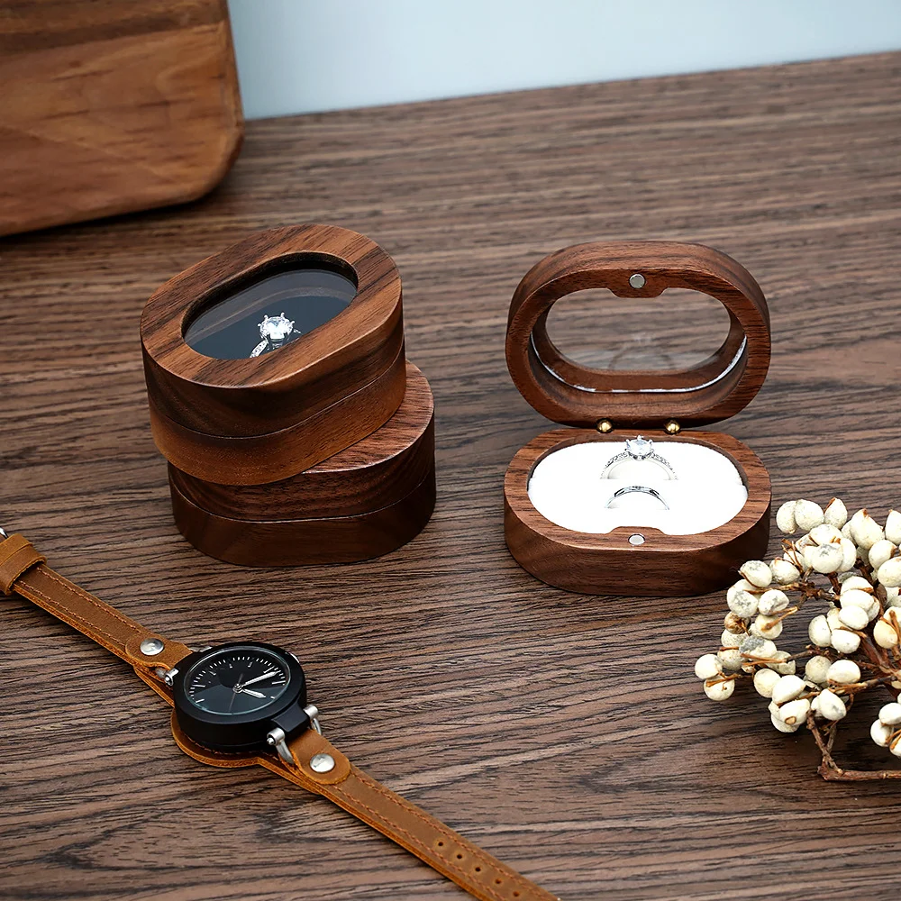 Exquisite Mini Wedding Ring Storage Box Couple Ring Elliptic Type Display Box Prop Engagement Retro Gift Walnut Wood Jewelry Box
Exquisite Mini Wedding Ring Storage Box Couple Ring Elliptic Type Display Box Prop Engagement Retro Gift Walnut Wood Jewelry Box