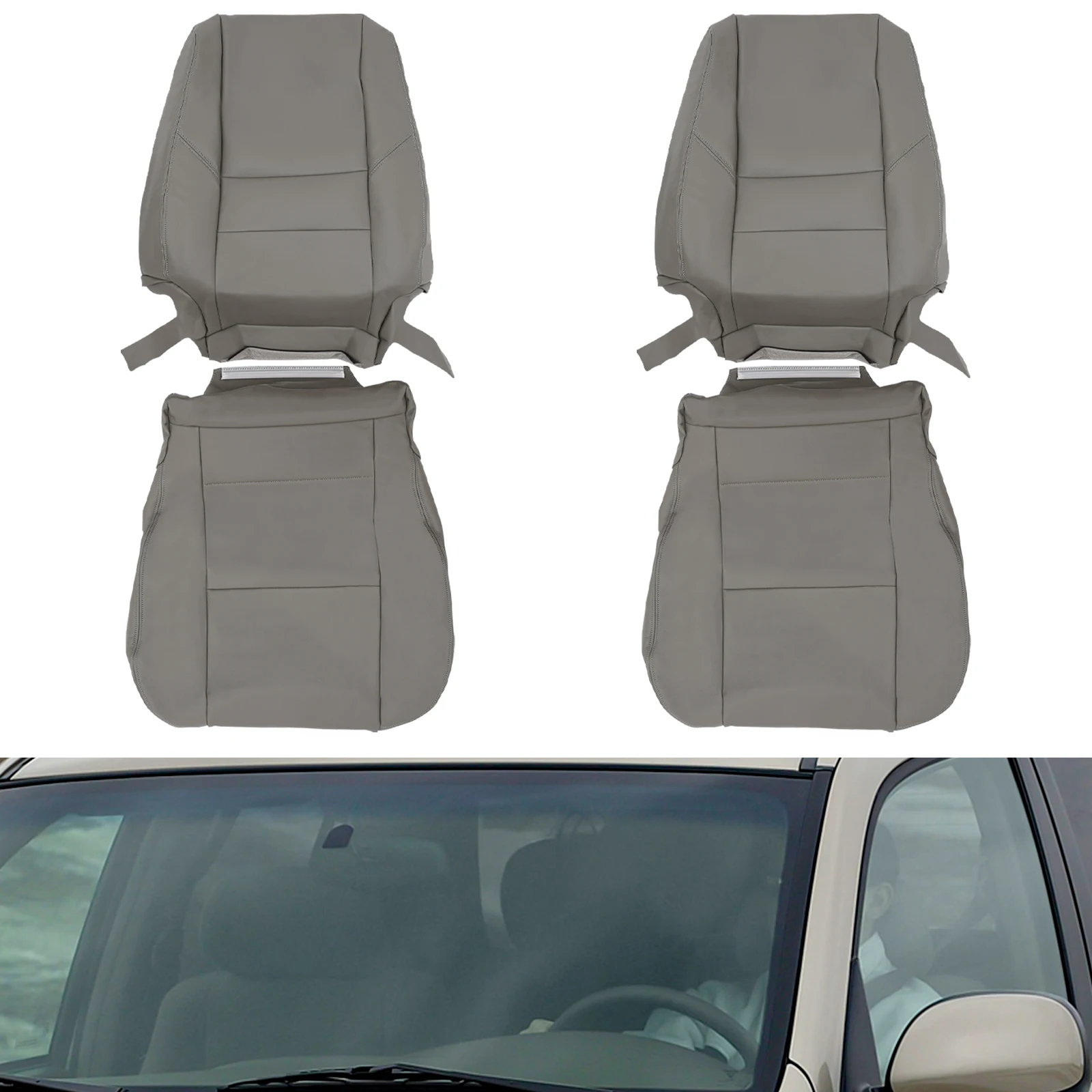 PU Front Seat Covers for 2000-2004 Toyota Tundra & 2000-2007 Sequoia, Driver Passenger Replacement Cover Set
PU Front Seat Covers for 2000-2004 Toyota Tundra & 2000-2007 Sequoia, Driver Passenger Replacement Cover Set