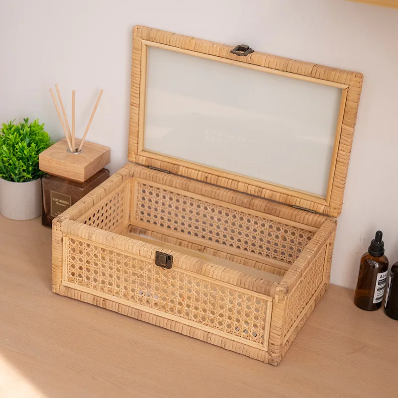 Rattan Storage Box Tea Cosmetics Sundries Keys Snacks Basket with Lid Dustproof Creative Woven Storage Basket
Rattan Storage Box Tea Cosmetics Sundries Keys Snacks Basket with Lid Dustproof Creative Woven Storage Basket